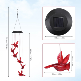 1PC Outdoor Solar Flaming Bird Wind Chime Lights, Outdoor Decorative Colorful Solar Wind Chimes