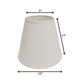Deep Cone Hardback Lampshade With Washer Fitter, White Fabric Lampshade For Table Lamps, Natural Linen, 9 Top X 16 Bottom X 14 Height