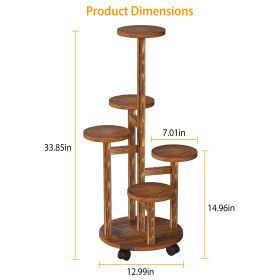 5 Layers Of Plant Stand With 4 Detachable Wheels For Indoor And Outdoor Decoration