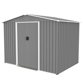8x6 FT Outdoor Tool Storage Shed With Metal Foundation & Lockable Doors, All Weather Metal Sheds For Garden, Patio, Backyard, Lawn, Gray
