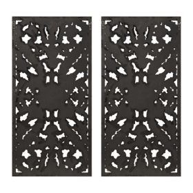 Distressed Carved Wood 2-piece Wall Decor Set