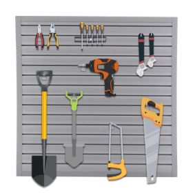 Premium PVC Slat Wall Panels, Garage & Home Organization System, 4ft X 4ft Modular Design, Easy Snap-On Installation, Grey Finish, 16 Sqft Storage Cov
