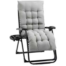Outsunny Comfy Recline Chair with Cup Rest & Cushion for Alfresco Relaxation