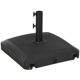 Outsunny Black Patio Umbrella Base with Wheels 53lbs Water 66lbs Sand Filled Heavy Duty Outdoor Stand Holder for Stability