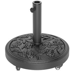 Outsunny Round Patio Umbrella Base, 46 lbs Resin Umbrella Base with Wheels, Outdoor Umbrella Stand for 1.3"/1.5"/1.9" Umbrella Poles for Outdoor,