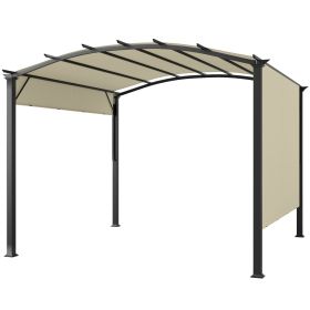 Outsunny 11x11 Retractable Pergola Beige Sun Shade Canopy UV and Waterproof Steel Frame for Garden Patio