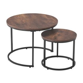 VEVOR Nesting Coffee Table Set of 2, 23.6 in Round Coffee Table, Nesting Tables for Small Place, End Side Tables Night Stand with Metal Frame