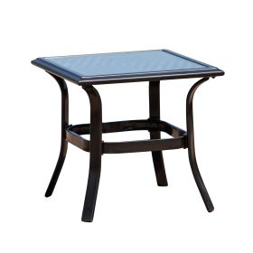 Patio Garden Wicker H18.91' Side Table with Tempered Glass Top