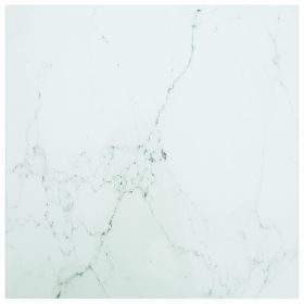 Table Top White 23.6"x23.6" 0.2" Tempered Glass with Marble Design