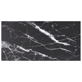 Table Top Black 39.4"x19.7" 0.2" Tempered Glass with Marble Design