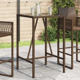 Outdoor Bar Table Brown 27.6"x27.6"x43.3" Poly Rattan