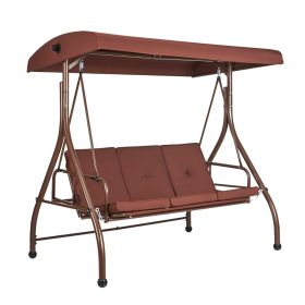VEVOR 3-Seat Patio Swing Chair, Converting Canopy Swing, Outdoor Patio Porch with Adjustable Canopy, Removable Thick Cushion and Alloy Steel Fram