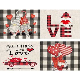 Valentines Day Placemats Set Of 4, 17x12.5 Inches With Gnomes And Hearts Pattern For Holiday Parties And Family Gatherings,Amazon Is Banned