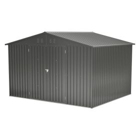 10X8 FT Outdoor Storage Shed, All Weather Metal Sheds With Lockable Doors, Tool Shed For Garden, Patio, Backyard, Lawn, Black