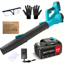 Cordless Leaf Blower 20V Electric Leaf Blower With4.0Ah Batteries And Fast Charger, Variable Speed, Turbo Mode, Battery Powered Handheld Leaf Blowers (Color: Blue)