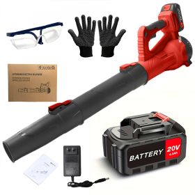 Cordless Leaf Blower 20V Electric Leaf Blower With4.0Ah Batteries And Fast Charger, Variable Speed, Turbo Mode, Battery Powered Handheld Leaf Blowers (Color: Red)