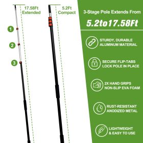Picker With Telescoping Extension Pole, Reach Aluminium Telescoping Pole, Telescopic Fruit Tree Picker Tool For Picking Orange Mango Avocado Lemon Pea (Option: 18FT)