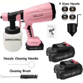 Paint Sprayer 200W High Power Electric Spray Paint With Adjustable Spray Width Knob 4 Nozzles,Easy To Clean For Paint Sprayer For Furniture Garder Cha (Color: Pink)