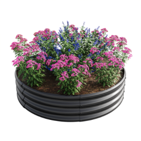 47.24x11.4 Tall Round Raised Garedn Bed,Metal Raised Beds For Vegetables, Outdoor Garden Raised Planter Box,Patio Planter Raised Beds For Flowers, Her (Color: Black)