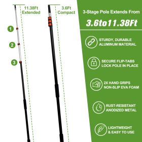 Picker With Telescoping Extension Pole, Reach Aluminium Telescoping Pole, Telescopic Fruit Tree Picker Tool For Picking Orange Mango Avocado Lemon Pea (Option: 12FT)