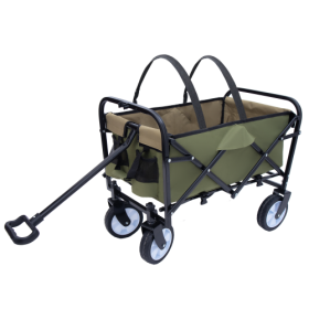 Minimeetall Strap Collapsible Foldable Wagon Cart With Strapping System, Beach Wagon , Utility Cart , Utility Wagon Grocery Cart For Camping Shopping (Option: Army Green)