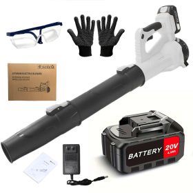 Cordless Leaf Blower 20V Electric Leaf Blower With4.0Ah Batteries And Fast Charger, Variable Speed, Turbo Mode, Battery Powered Handheld Leaf Blowers (Color: White)