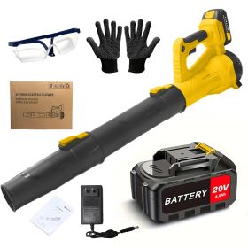 Cordless Leaf Blower 20V Electric Leaf Blower With4.0Ah Batteries And Fast Charger, Variable Speed, Turbo Mode, Battery Powered Handheld Leaf Blowers (Color: Yellow)