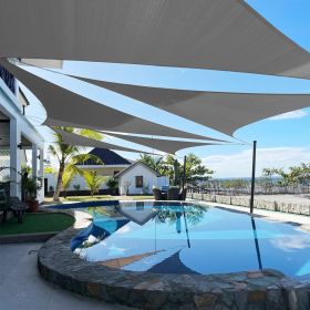 Artpuch Custom Size Dark Grey Sun Shade Sail Triangle Canopy 185 GSM Durable Fabric UV Block Awning for Outdoor Patio Garden Backyard (Customized (Color: DARK GREY, size: 15x24x28.3)