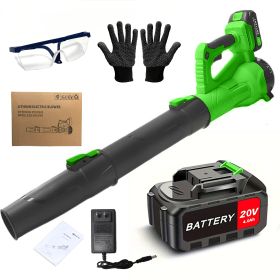 Cordless Leaf Blower 20V Electric Leaf Blower With4.0Ah Batteries And Fast Charger, Variable Speed, Turbo Mode, Battery Powered Handheld Leaf Blowers (Color: Green)